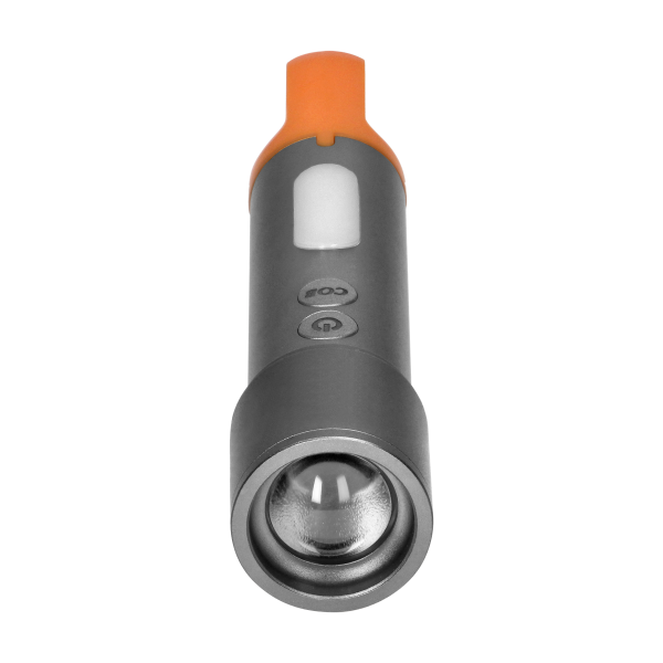 LED SMD flashlight 10W + COB 2W, 350lm, 1200mAh, zoom function, color caps LED SMD flashlight 10W + COB 2W, 350lm, 1200mAh, zoom function, color caps